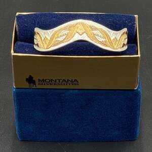 Montana Silversmiths Silver Gold Boundless Legacy Engraved Cuff Bracelet Vtg